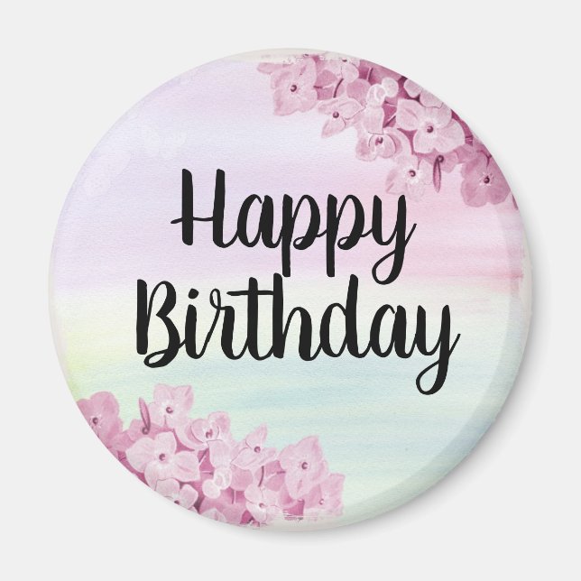Happy Birthday Hübsch floral Vintag Pastel Magnet (Vorne)