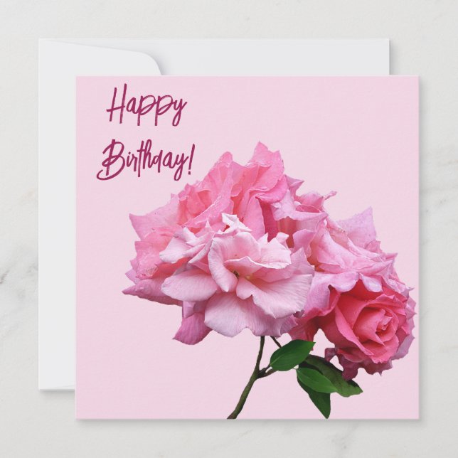 Happy Birthday hübsch rosa Rosa minimalistisch ele Karte (Vorderseite)