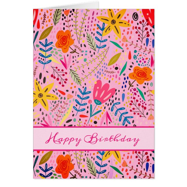 Happy Birthday Hübsche Blume Art Card (Vorne)