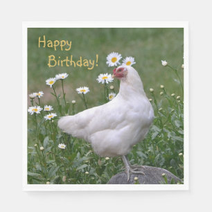 Happy Birthday Hühnchen mit Milchprodukten Serviette