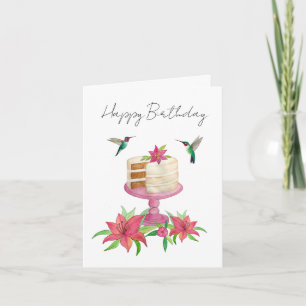 Happy Birthday Hummingbird Cake Card Karte