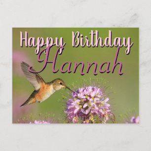 Happy Birthday Hummingbird Individuelle Name Postkarte