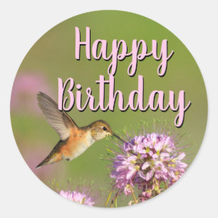 Happy Birthday Hummingbird Runder Aufkleber