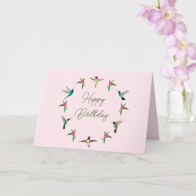 Happy Birthday Hummingbirds Card Karte (Orchidee)