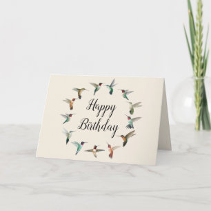 Happy Birthday Hummingbirds Wreath Card Karte