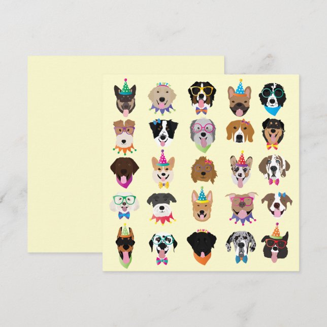 Happy Birthday Hund Faces Pawty Animals (Vorne/Hinten)