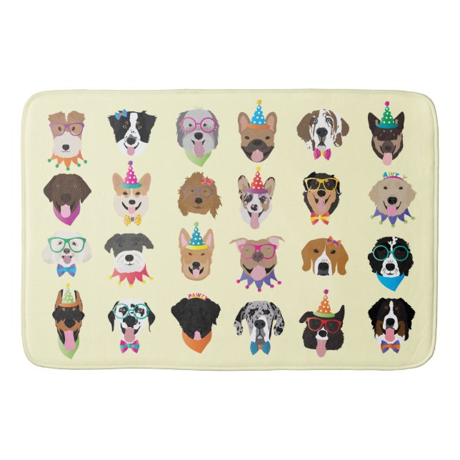 Happy Birthday Hund Faces Pawty Animals Badematte (Vorderseite)