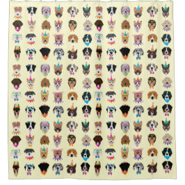 Happy Birthday Hund Faces Pawty Animals Duschvorhang