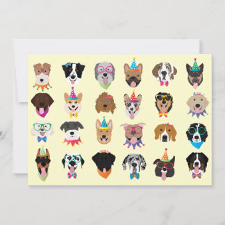 Happy Birthday Hund Faces Pawty Animals Einladung