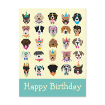 Happy Birthday Hund Faces Pawty Animals
