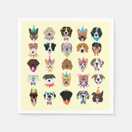 Happy Birthday Hund Faces Pawty Animals Serviette