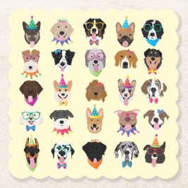 Happy Birthday Hund Faces Pawty Animals Untersetzer