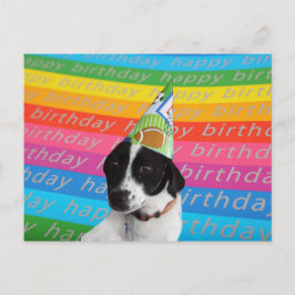 Happy Birthday Hund farbenfrohe Text Banner Postca Postkarte