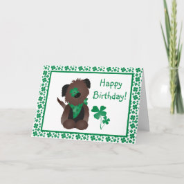 Happy Birthday Hund Kleeblatt Grün Karte