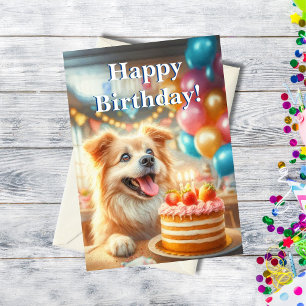 Happy Birthday Hund Mit Kuchen ai Kunstwerk Karte