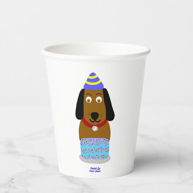 Happy Birthday Hund Papierbecher (Vorderseite)