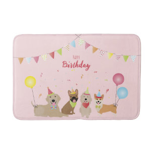 Happy Birthday Hund Party Badematte