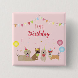 Happy Birthday Hund Party Button