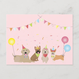 Happy Birthday Hund Party Postkarte