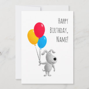 Happy Birthday Hund Welpe Balloons Card