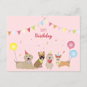 Happy Birthday Hundeparty Postkarte