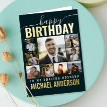 Happy Birthday Husband | Ehefrau Collage Foto Gold