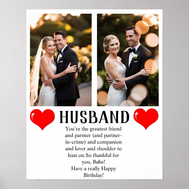 Happy Birthday Husband Geschenke 2 Foto Poster (Vorne)
