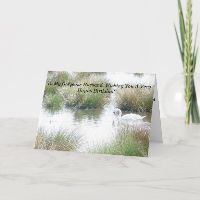 Happy Birthday Husband Swans Karte (Vorderseite)
