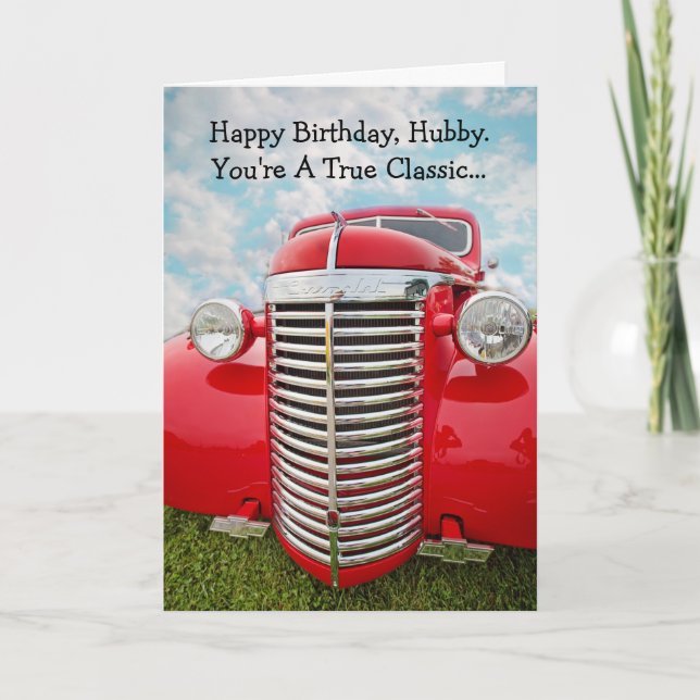 Happy Birthday Husband True Classic Car Card Karte (Vorderseite)