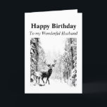 Happy Birthday Husband Vintag Stag, Deer Karte<br><div class="desc">Herzlichen Glückwunsch zum Geburtstag zu meinem wundervollen Mann,  der ich Liebe Vintag Stag,  Hirsche,  Wildtiere,  Natur</div>