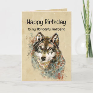 Happy Birthday Husband Wolf, Wolves Karte