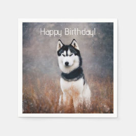 Happy Birthday Husky Serviette
