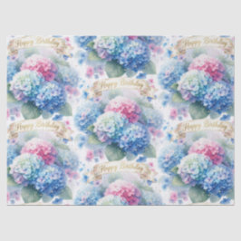 Happy Birthday Hydrangea Floral Seidenpapier