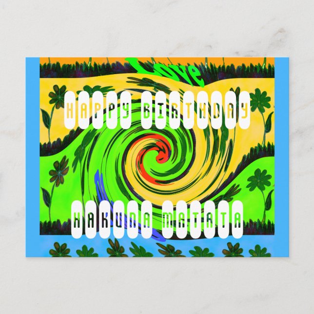 Happy Birthday I Liebe Surf Hakuna Matata Postcard Postkarte (Vorderseite)