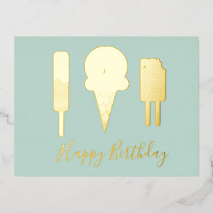 Happy Birthday Ice-Cream Foil Folien Feiertagspostkarte