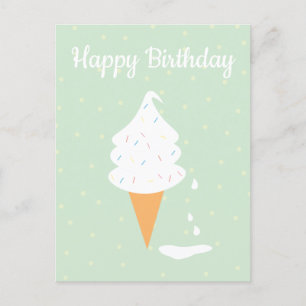 Happy Birthday Ice Creme Cone Sprinkles Polka Dots Postkarte