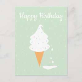 Happy Birthday Ice Creme Cone Sprinkles Polka Dots Postkarte