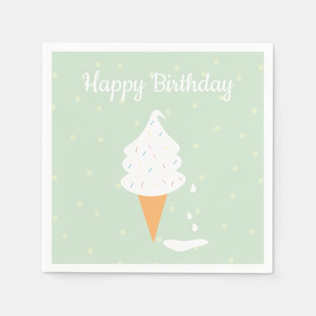 Happy Birthday Ice Creme Cone Sprinkles Polka Dots Serviette (Vorderseite)