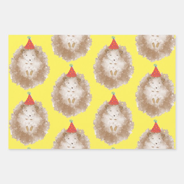 Happy Birthday Igel Geschenkpapier Set (Vorderseite)