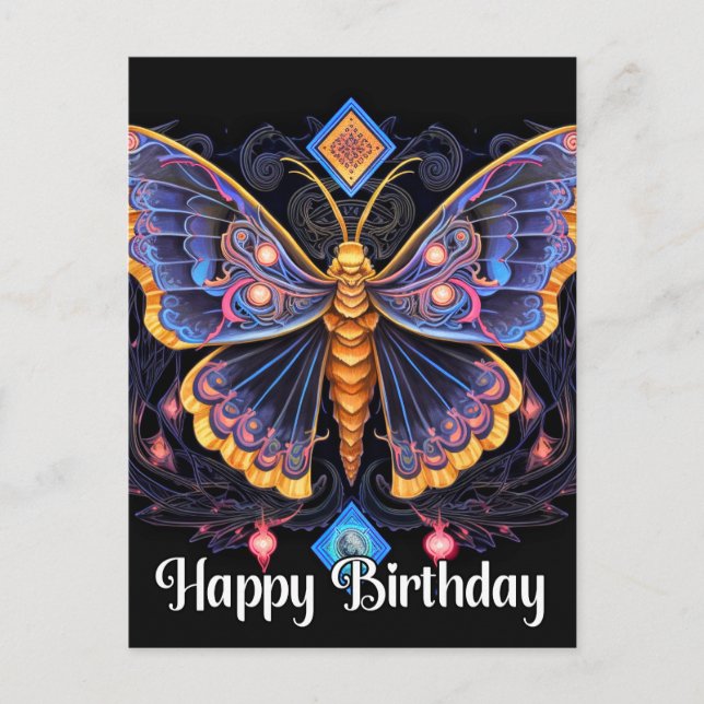 Happy Birthday Imaginative Butterfly Design Postkarte (Vorderseite)