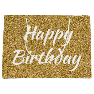 Happy Birthday Imitate Gold Glitzer Große Geschenktüte