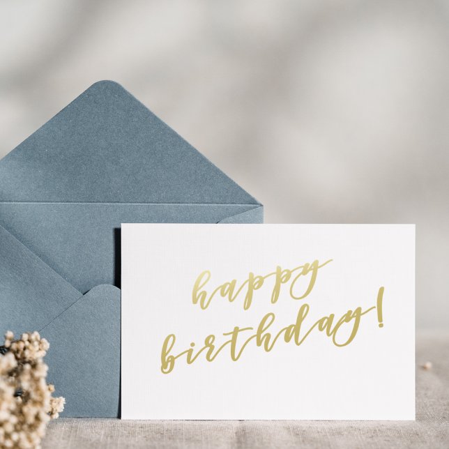 Happy Birthday | Imitate Gold Script Postcard Postkarte (Von Creator hochgeladen)