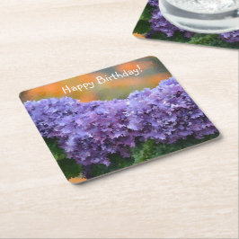Happy Birthday Impressionistische Lila Hydrangea Rechteckiger Pappuntersetzer