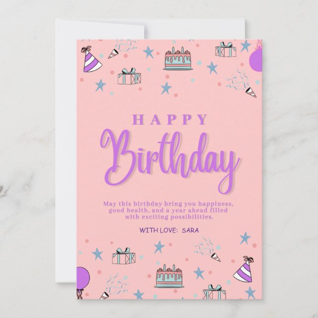 Happy Birthday individualisierbare digitale Begrüß Feiertagskarte (Vorderseite)