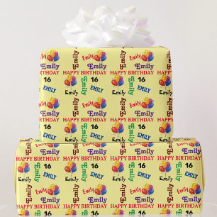 Happy Birthday Individuelle Name & Age Girls oder Geschenkpapier