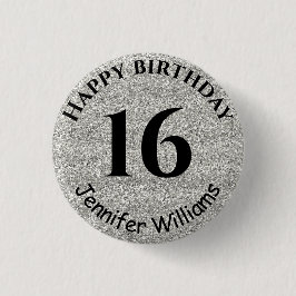 Happy Birthday Individuelle Name Age Year Silver G Button