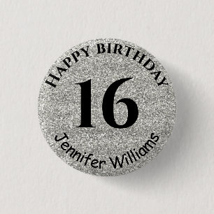 Happy Birthday Individuelle Name Age Year Silver G Button