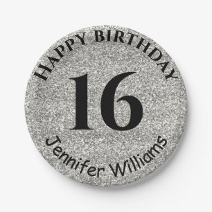 Happy Birthday Individuelle Name Age Year Silver G Pappteller