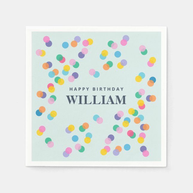 Happy Birthday Individuelle Name Confetti Mint Gre Serviette (Vorderseite)