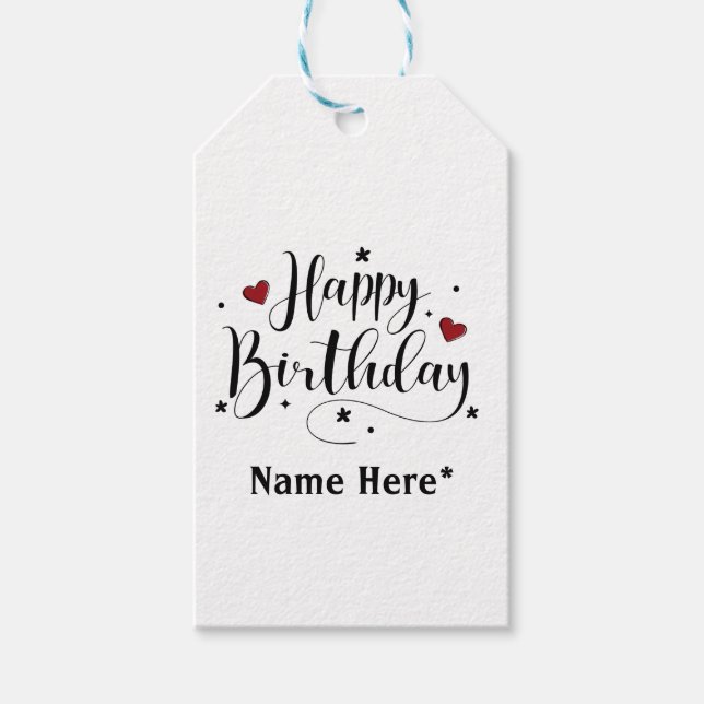 Happy Birthday Individuelle Name Geschenkanhänger (Vorderseite)